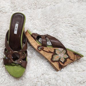 Metro 7 Green and Brown Sandals